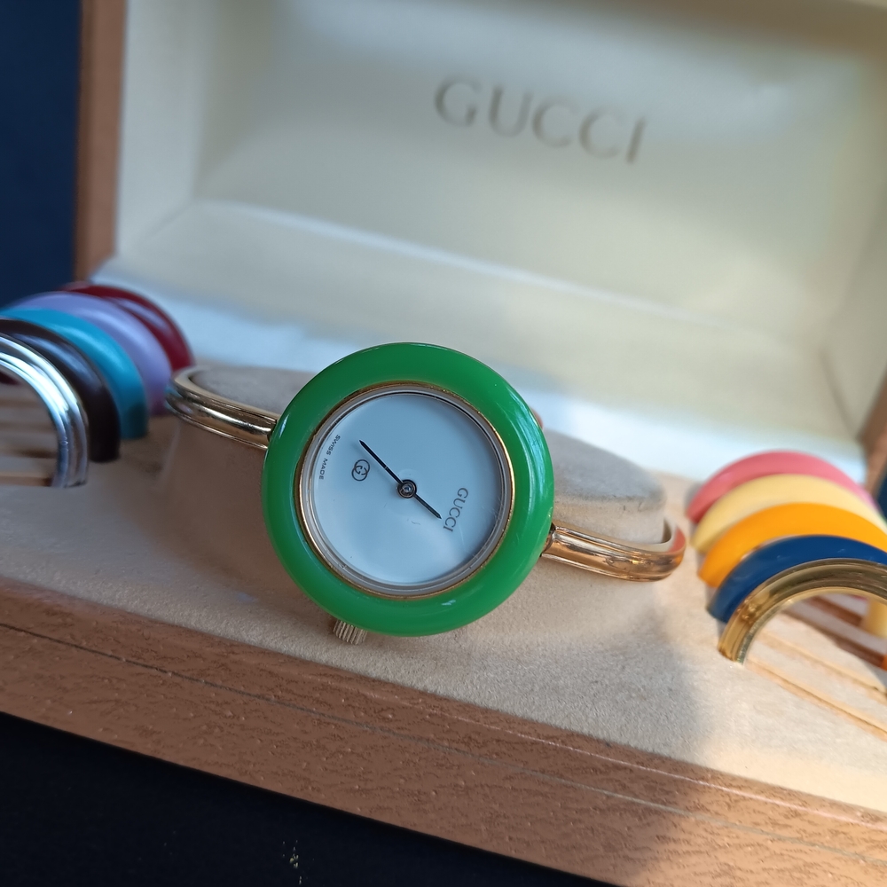 Gucci Women's Green Watch with Interchangeable Bezels